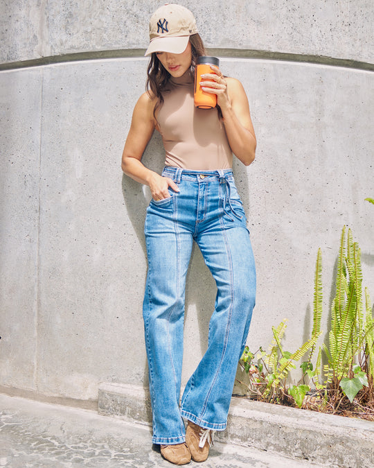 PANTALON DAMA BOTA RECTA TIRO ALTO REF. 18091