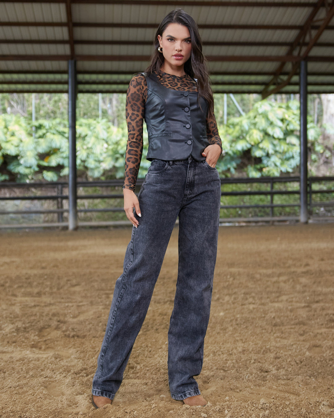 PANTALON DAMA BOTA RECTA TIRO ALTO REF. 18325