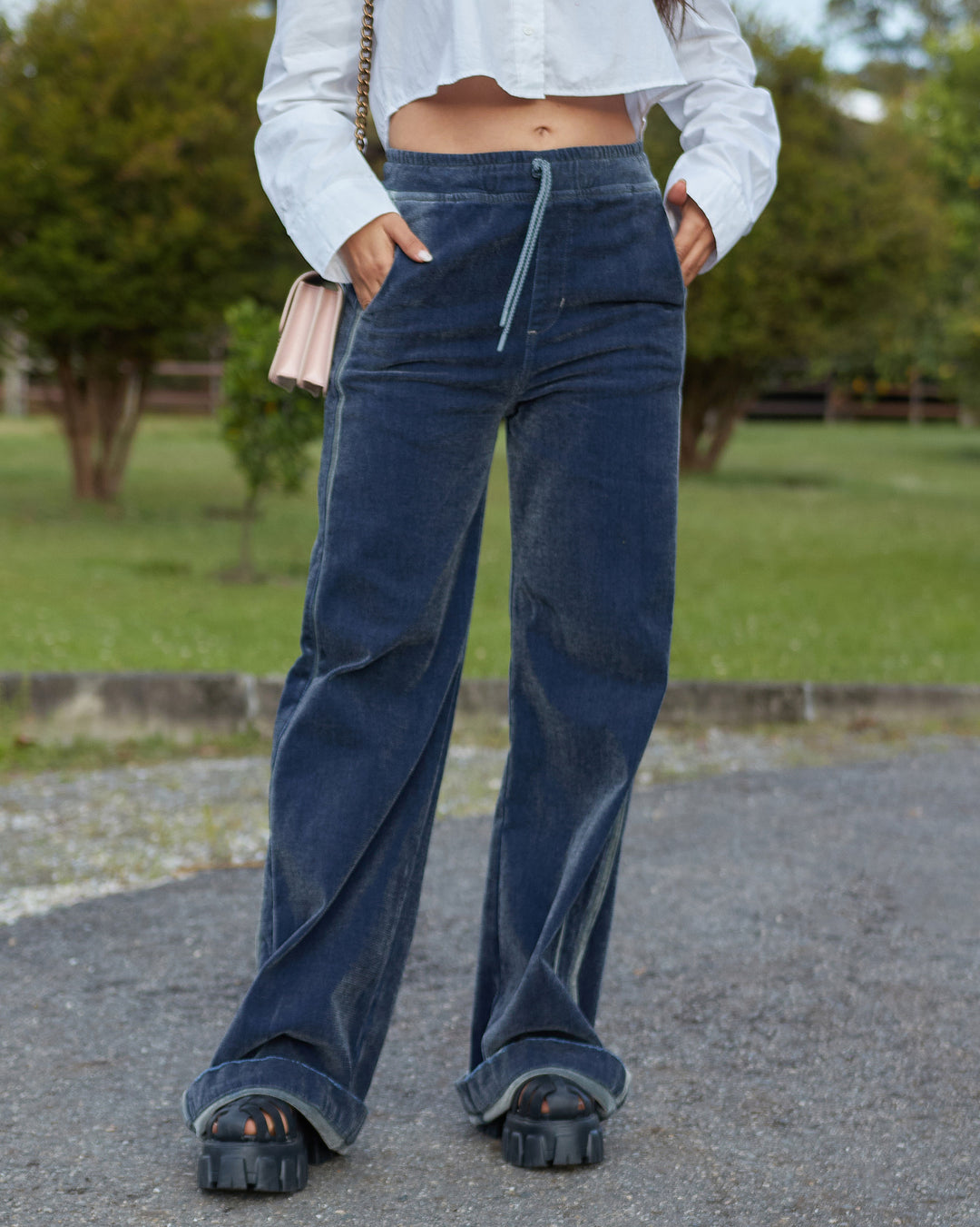 JEAN DEPORTIVO VELVET WIDE LEG TIRO ALTO REF. 18304-1