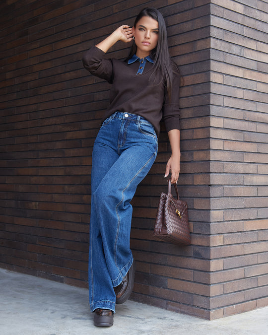 PANTALON DAMA WIDE LEG TIRO ALTO REF. 18223