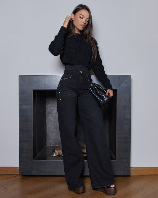 PANTALON DAMA WIDE LEG TIRO ALTO REF. 18172 TACHES EDICION LIMITADA