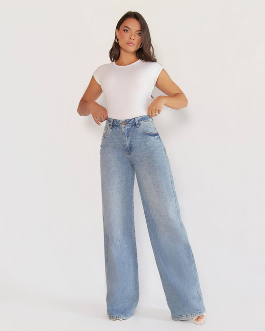 PANTALON DAMA WIDE LEG TIRO ALTO REF. 18385