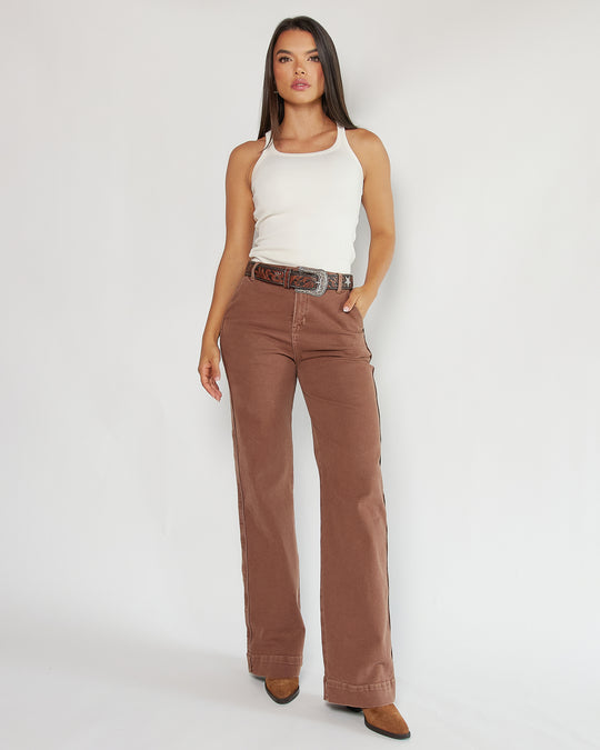 PANTALON DAMA BOTA RECTA TIRO ALTO REF. 18163