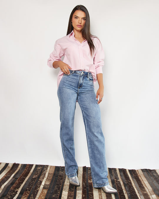 PANTALON DAMA BOTA RECTA TIRO ALTO REF. 18295