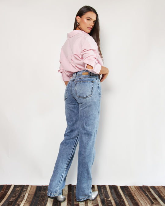 PANTALON DAMA BOTA RECTA TIRO ALTO REF. 18295