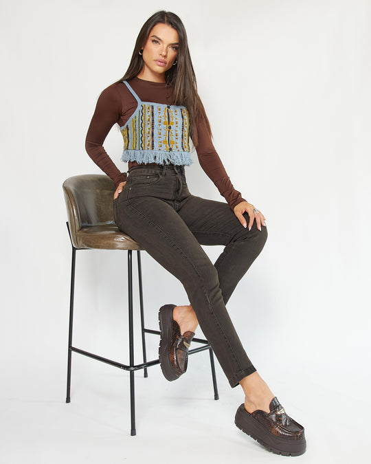 PANTALON DAMA MOMFIT TIRO ALTO REF. 18148