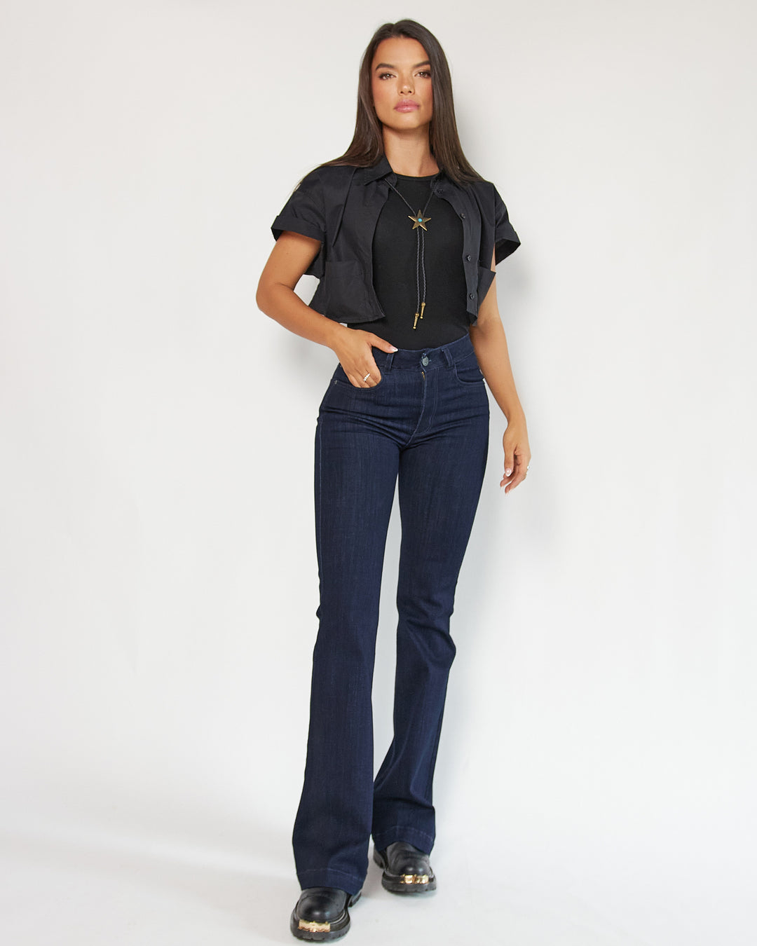 JEAN DAMA BOTA FLARE TIRO ALTO REF. 18228